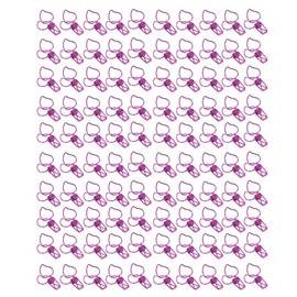 100pcs Binder Clips Cute Cartoon Peach Shape Metal Long Tail Clips Office Account Binder Clips Paper Clamps Purple