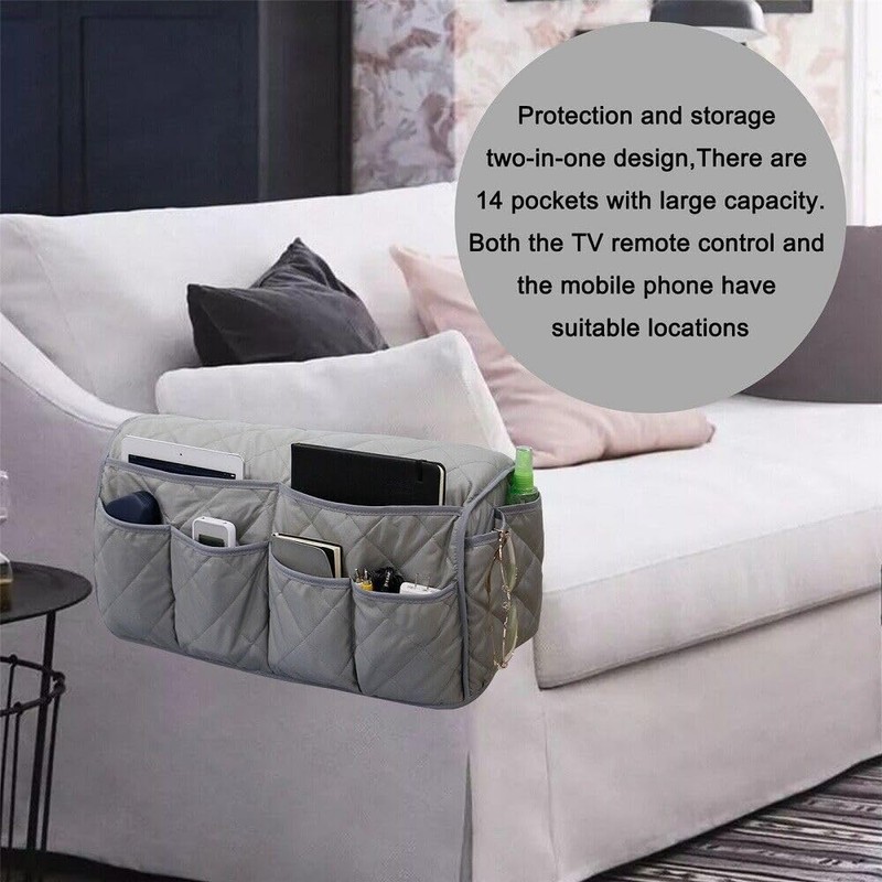 Hosoncovy Sofa Armrest Organizer Couch Arm Storage Bag Sofa Arm