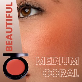 POISE Makeup HD Crème Lip and Cheek Compact | Long Lasting Cheek Blusher and Lip Stain Lipstick in One Hydrating for Skin Infused w/Shea Butter, BEAUTIFUL