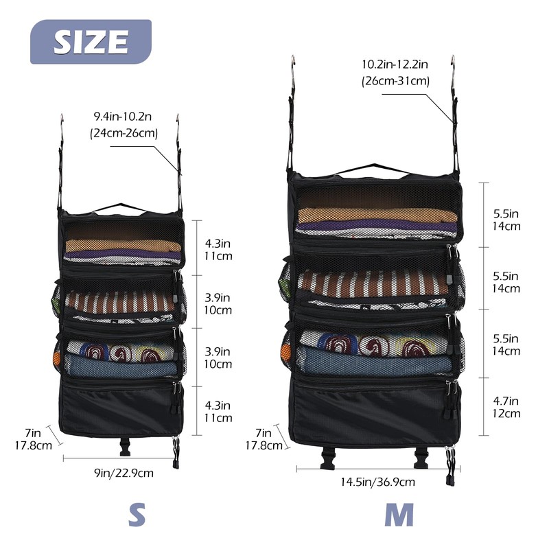 Surblue Travel Hanging Luggage Organizer Portable Suitcase Closet Organizer Multiple