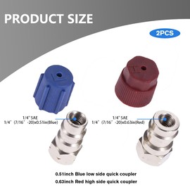 Zpana R12 to R134A Car AC Retrofit Fitting Adapter Kit, R12 R22 to R134A High/Low Air Conditioner Fitting Port, 1/4" to 7/16"-20 UNF Automotive AC Conversion, Universal for Vehicles
