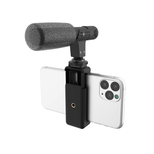 DigiPower DP-M25 Universal Shotgun Microphone with Mobile Phone Holder, Directional