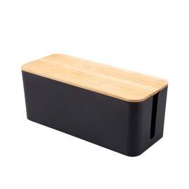 MaT store Cable Storage Box, Wooden Cable Storage Case, Cable Case, Wiring, Slim (Black)