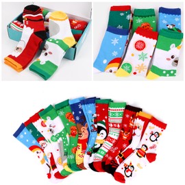 SULOLI 12 Pairs Christmas Socks, Xmas Funny Unisex Warm Novelty Socks for Christmas Party Favor Birthday Gift