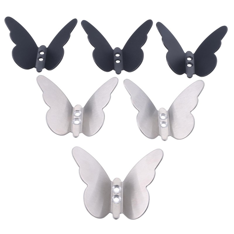 bowarepro Pack of 6 Butterfly Coat Hooks, Butterfly 304 Stainless