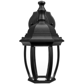 Maxxima LED Outdoor Wall Light - Black Coach Light Fixture with Clear Glass, Photocell Sensor, 830 Lumens, 3 CCT 3000K/4000K/5000K, Dusk to Dawn Lighting for Porch, Garage, and Front Door