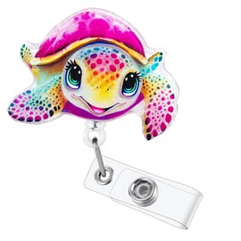 Funny Turtle Badge Reel, Cute Pediatric Retractable ID Card Badge Holder, Name Tag Work Badge Clip for RN LPN CNA MA ER Night Shift Nurse Nursing Student OB/GYN L&D Doctor Teacher, Nurse Gifts