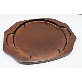 Asahi Steak Plate (With Wooden Stand), Cast Iron, Hot Tray, Round 22, Wooden Stand Only (Patent Product That Can Be Heated In An Induction Cooker Without The Wooden Stand)