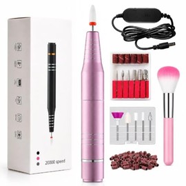 Lima de Uñas Eléctrica, Lima de Uñas Eléctrica Ultra Silenciosa Y de Baja Vibración, Lima de Uñas Eléctrica Portátil para Uñas de Gel Cristalino, Jueg