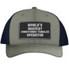 World's Okayest Conditioner-Tumbler Operator - Leather Black Patch Engraved Trucker