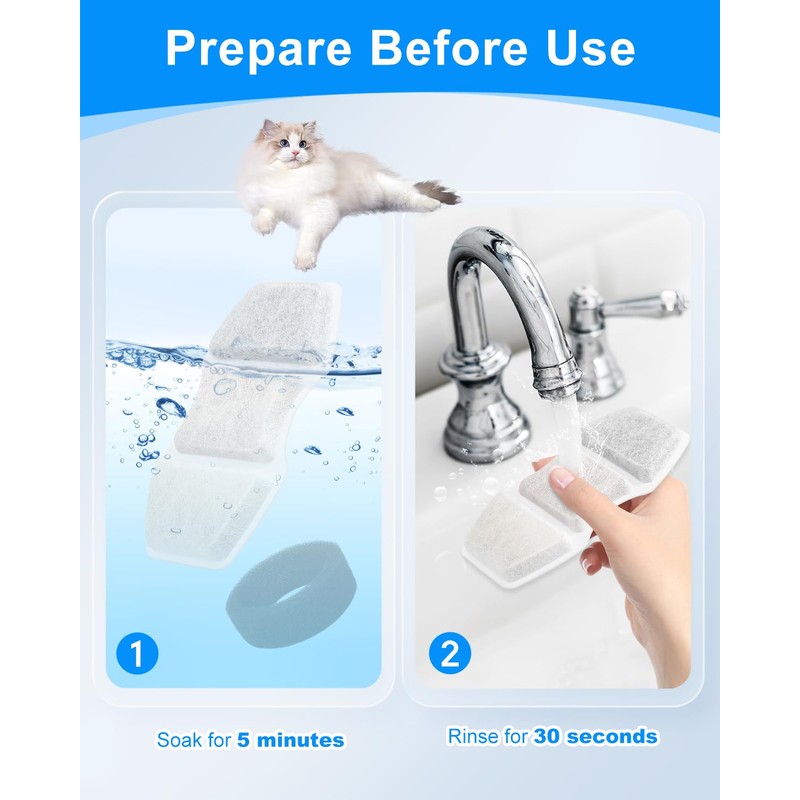 MyfatBOSS 8+8 Cat Water Fountain Filters Compatible with Invengo 3.2L/108oz