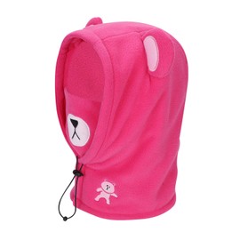 Kids 3 IN 1 Hat Warm Mask Scarf Set Boys Girls Fleece Balaclava Ski Hat Neckwarmer Mask Adjustable Windproof Hood Winter Thermal Neck Snood for Children Age 5-10 (Pink)