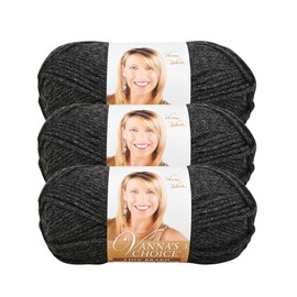 (3 Pack) Lion Brand Yarn Vanna's Choice Yarn, Dark Grey Heather