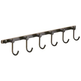 WINCASE Bronze Towel Hooks, Bathroom Rail Hook Rack Wall Mounted, Antique Oil Rubbed Brass Cloth Coat Rack with 6 Hooks Farmhouse