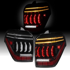 AKKON - Fits 2010-2022 Toyota 4Runner LED Tube DRL Brake Sequential Turn Signal Black Tail Lights Pair Driver+Passenger