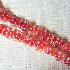 Unbranded Glass Daisy Flower Beads Clear with Red Core, AB Finish 10mm, 10 beads