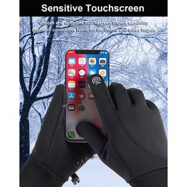 SUJAYU Winter Touch Screen Gloves for Men & Women - Running, Cycling, Warm (Black, Large)