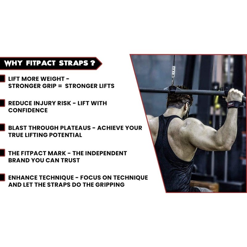 FITPACT Weight Lifting Straps Non-Slip Gel Flex Grip, Neoprene Padded