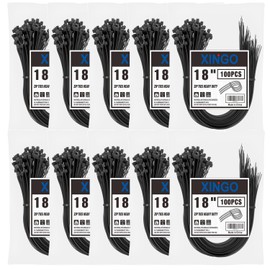 XINGO 1000PCS 18 Inch Black Zip Ties Heavy Duty, 60lb Tensile Strength, UV Resistant Cable Ties for indoor and outdoor use ﻿