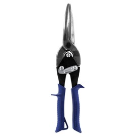 MIDWEST Power Cutters Long Cut Snip - Straight Cut Regular Tin Cutting Shears with Forged Blade & KUSH'N-POWER Comfort Grips - MWT-6716A