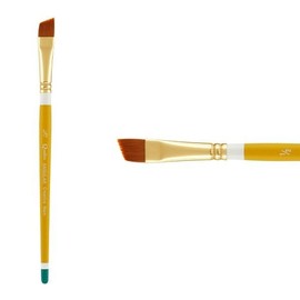 Creative Mark Qualita Golden Taklon Short Handle Paint Brush for Acrylics, Oils, Fine Art, Heavy Bodied Media - Single Brush - [Angular - Size 1/2]
