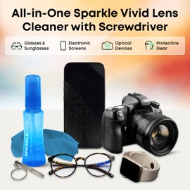 OPTIPAK Sparkle Vivid Anti-Reflective Lens Cleaner & Repair Kit – (2) 2oz Glasses Cleaner Spray, (2) Microfiber Cloths & Keychain Screwdriver for Eyeglasses, Sunglasses, Lenses & Screens (5-Piece Set)