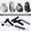 24 Pro Charcoal Drawing Set, Premium Compressed Charcoal Sticks with