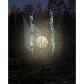 Putuo Decor Solar Wind Spinners for Yard and Garden, 49in LED Wind Spinner Garden Decor, Waterproof Solar Yard Decorations, Outdoor Metal Stake Yard Spinners for Yard Garden Backyard Lawn Decorations