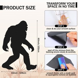 Large Bigfoot Wall Decal 60 x 42 Inch Sasquatch Big Foot Silhouette Peel and Stick Wall Decals for Office Home Decor Gifts for Sasquatch Bigfoot Lovers(Black)