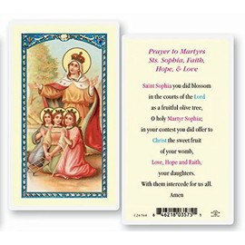Gifts by Lulee, LLC Saints Sophia and Martyrs Faith Hope and Love Blessed Laminated Italian Holy card with Gold Accents