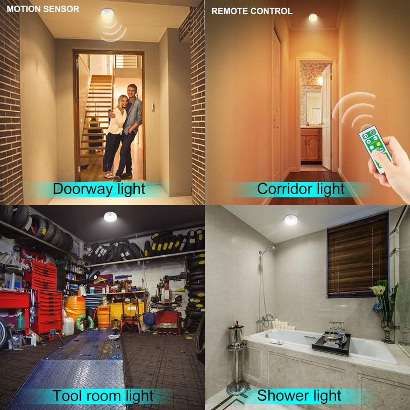 BIGMONAT Wireless LED Shower Light, Battery Powered Ceiling Light with