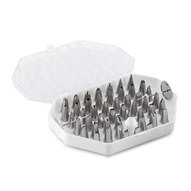 thermohauser Set of 55 Small Nozzles (Stainless Steel, PE), Assorted Nozzles Including Two Flower Nails and One Adapter, in Storage Case