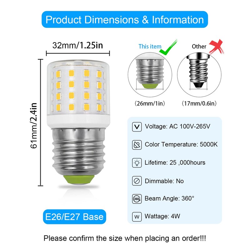 ZHENMING KEI D34L Refrigerator Bulb AC100-265V 3.5W Fridge Light Bulb