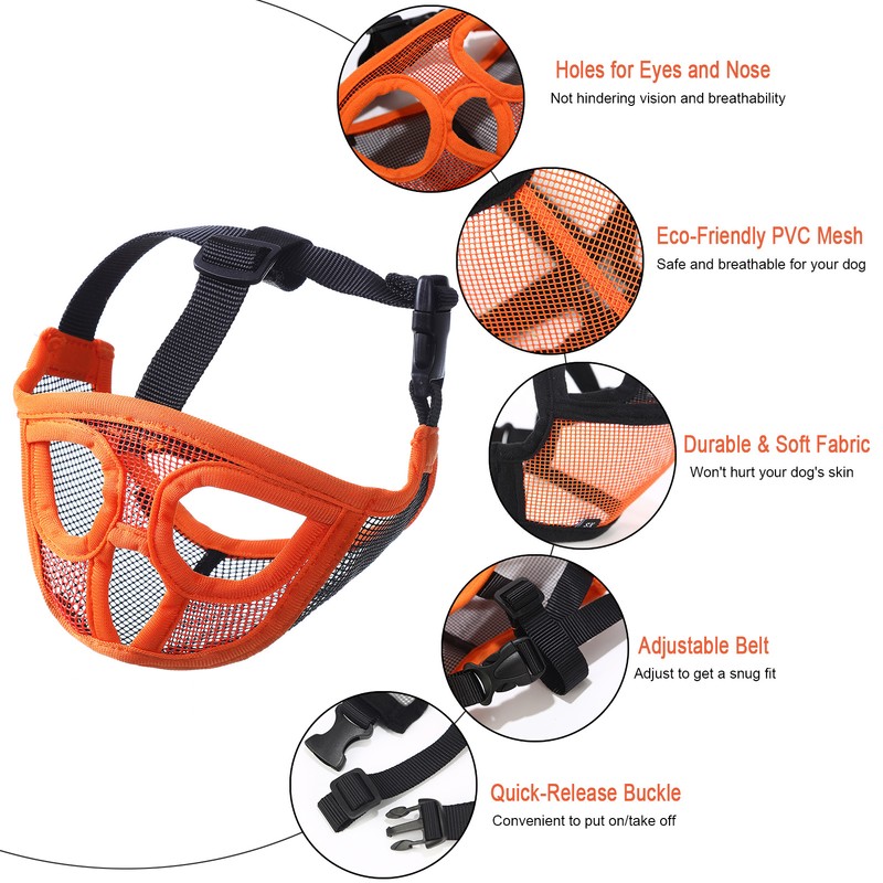 Short Snout Dog Muzzle Bulldog Muzzle Adjustable Breathable Mesh for