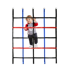 Climbing Cargo Net,Ninja Warrior Obstacle Course for Kids,Rope Net Ladder Monkey Bars for Rock Wall Jungle Gyms Playground Ribbon Training for Indoor and Outdoor Swing Set Tree House