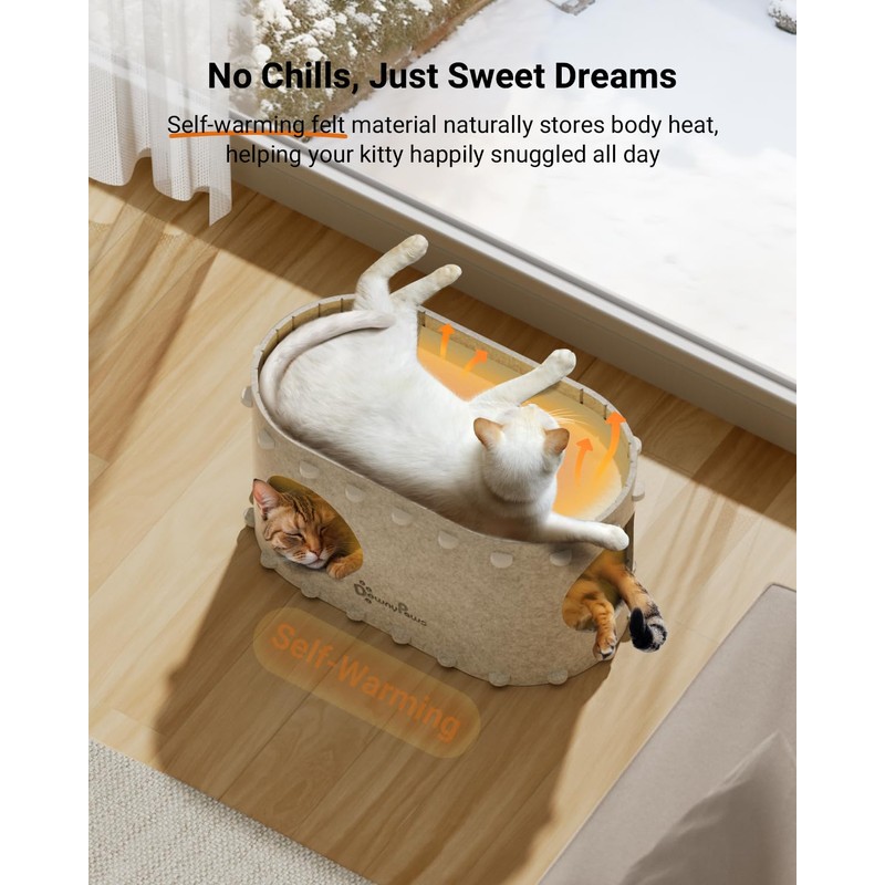 DownyPaws Cat House for Indoor Cats, Cat Bed Cave for