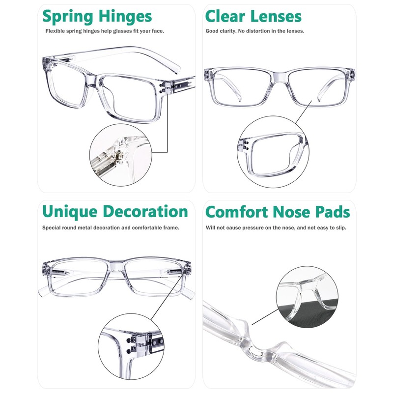 Eyekepper Vintage Reading Glasses for Men - 5 Pack Spring