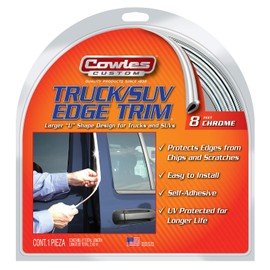 Cowles Custom - 8 ft of Chrome Truck/SUV Door Edge Guards, U-Shape PVC Edge Trim Stays on with Self Adhesive Hot Melt Glue Protects from Scratches/Dings and Opening into Walls or Other Cars