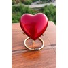 Red Heart Premium Cremation Urn for Ashes Keepsake with Brass