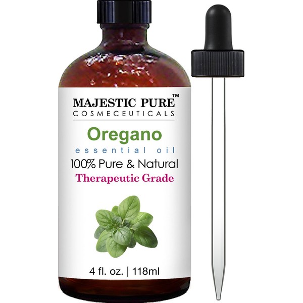 Majestic Pure Oregano Essential Oil, Pure and Natural with Therapeutic Grade, Premium Quality Oregano Oil, 4 fl oz