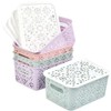 BUYGOO 5Pcs Plastic Storage Baskets with Lids Muti-colour Plastic Organizer