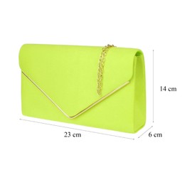 Girly Handbags Ladies Faux Suede Envelope Clutch Bag, Lime