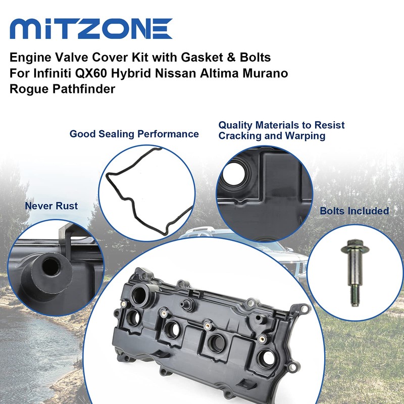 MITZONE Engine Valve Cover Compatible with 2014-2017 Nissan Altima Rogue