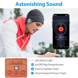 HANPURE Gifts for Men Bluetooth Hat - Hat with V5.0 Bluetooth Headphones Meaningful Gift for Man Who Has Everything Winter Hat Men Christmas Men Cool Things for Boys, gray