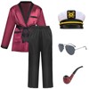 Maazusa Men Red Silk Robe jacket and Black Pants, Hugh