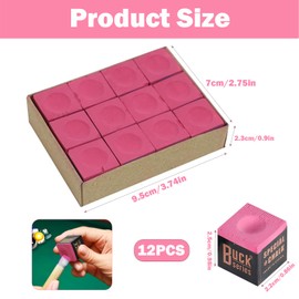 12 Pack Snooker Chalk, Pool Chalk, Pool Cue Billiard Chalk No‑slip Oily Powder Pool Chalk Pink for Snooker Cue Tip Snooker Accessories for Professional Billiard Players Enthusiasts Home Sports Bars