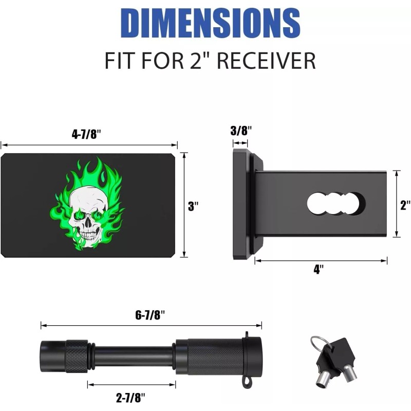 KftRocks 2 Inch Hitch Cover and Trailer Pin Lock -