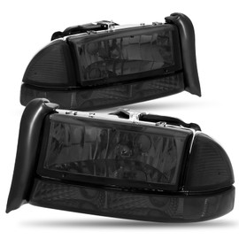 CAAP DRIVEN Tinted Lens Clear Side Headlights + Bumper/Corner Lamps Compatible with 1998-2004 Dodge Durango Dakota CAAP-DD974P-OH-SMCL-HL