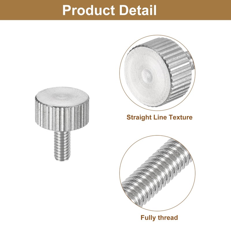 sourcing map M4x8mm Knurled Thumb Screws, 5pcs 304 Stainless Steel