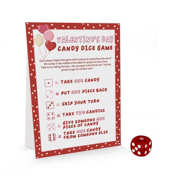 UHADRE Valentine's Day Candy Dice Game, Galentine Party Candy Dice